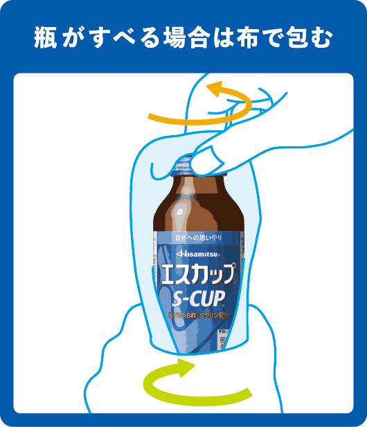 瓶がすべる場合は布で包む